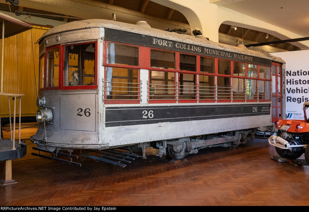 Fort Collins, CO Streetcar #26 is on display at the Henry Fort Museum